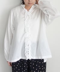 i c h i  251213  Denim Frill Shirt / 2 COLORS