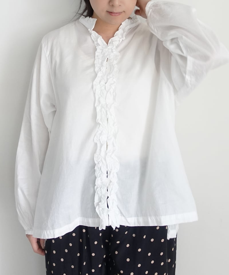 i c h i 251213 Denim Frill Shirt / 2 COLORS |