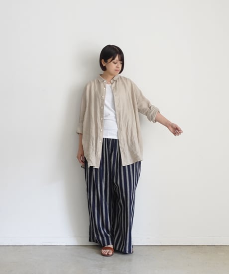 【 ONLINE LIMITED 】Antiquités 1000631 Linen Vacances Over Shirt / 2 COLORS