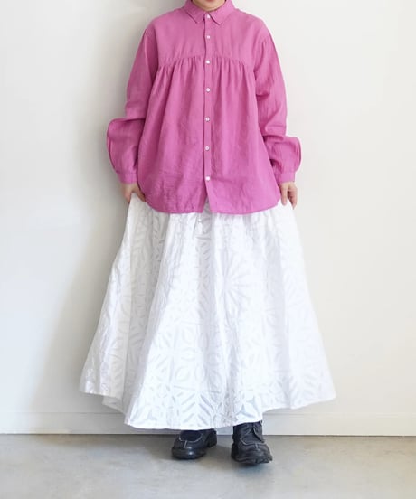 ichiAntiquités 1000901 Linen Cotton Yoke Gather Blouse / 3 COLORS