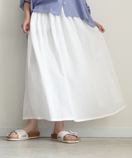 i c h i  251217  Cotton Gather Skirt / A : WHITE
