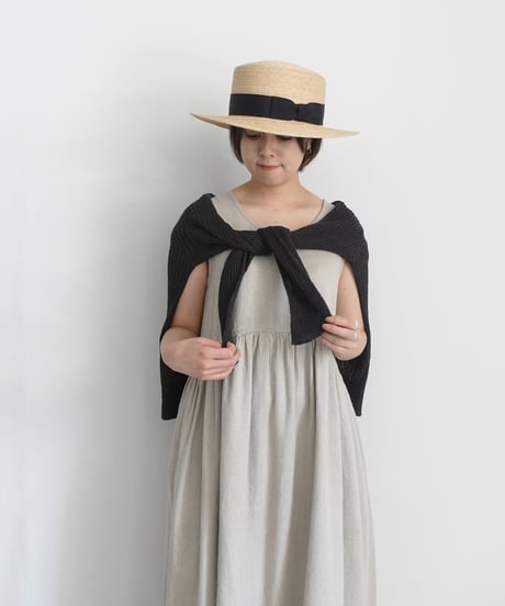 ichiAntiquités 1000924 Linen Cotton DENIM Sleeveless Dress / 2 COLORS