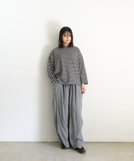 ichiAntiquités 1100643 Cotton Border Pullover / 2 COLORS