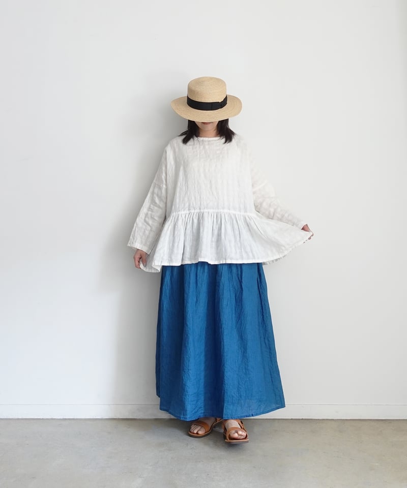 ichiAntiquités 1100922 INDIGO Linen Skirt / 2 C