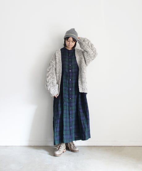 ichiAntiquités 1100358  Mohair mix Knit Beanie / D : GRAY × YELLOW