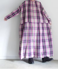 ichiAntiquités 1000916 Linen Cotton Check Shirt Dress / 2 COLORS