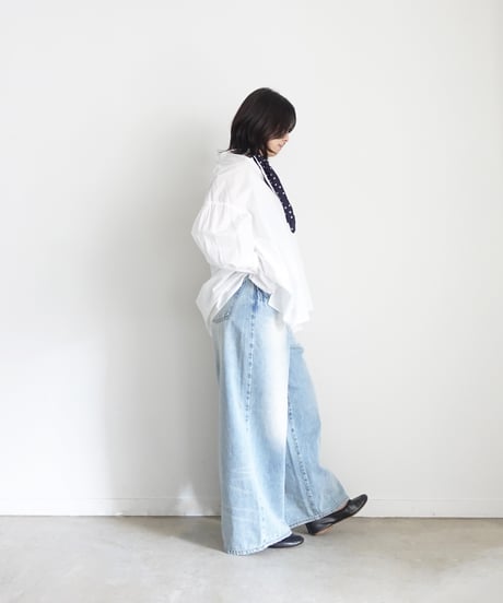 i c h i  230430  DENIM Wide Pants / C : SAXE BLUE・2 size