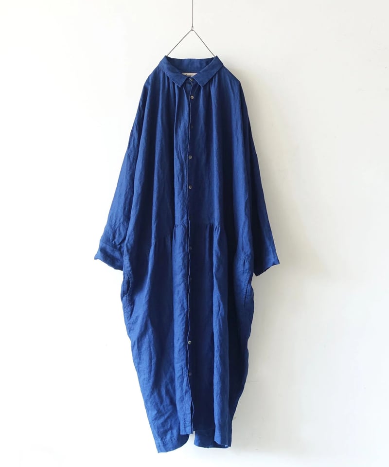 ichi Antiquites リネンインディゴストライプドレス ワンピース ichi Antiquites↬❥リネンインディゴストライプドレス ワンピース