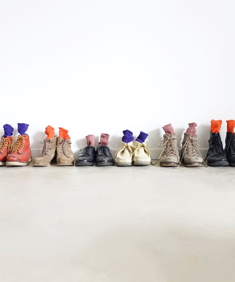 LOITER L019 Linen Color Rib Socks / 3 COLORS : SMOKE PINK・ORANGE・PURPLE