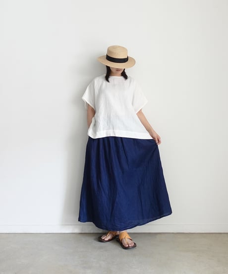 ichiAntiquités 1100922 INDIGO Linen Skirt / 2 COLORS