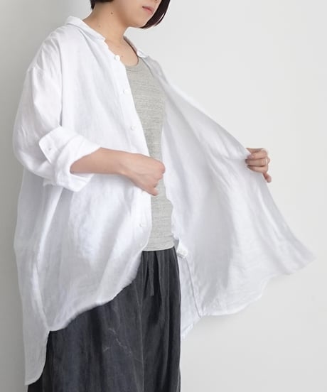 【 ONLINE LIMITED 】Antiquités 1000631 Linen Vacances Over Shirt / 2 COLORS