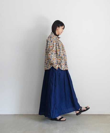 ichiAntiquités 1100922 INDIGO Linen Skirt / 2 COLORS
