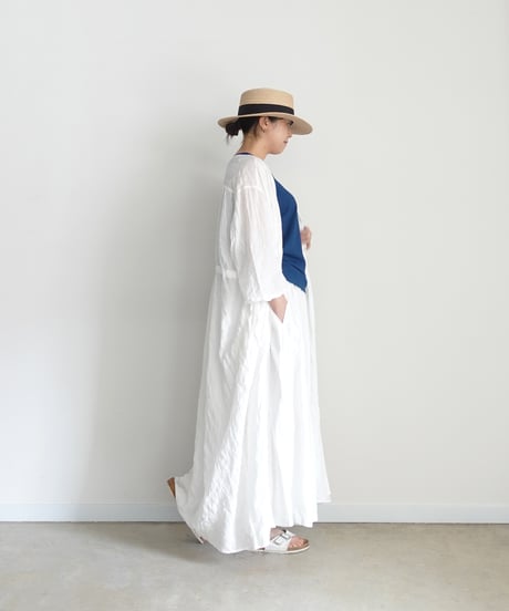 i c h i 251107 Shirring Cloth Long Cardigan / A : WHITE