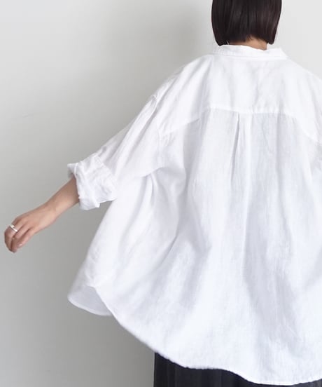【 ONLINE LIMITED 】Antiquités 1000631 Linen Vacances Over Shirt / 2 COLORS