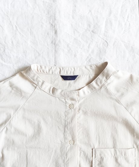i c h i  250704 Band Collar Cotton Shirt / 2 COLORS