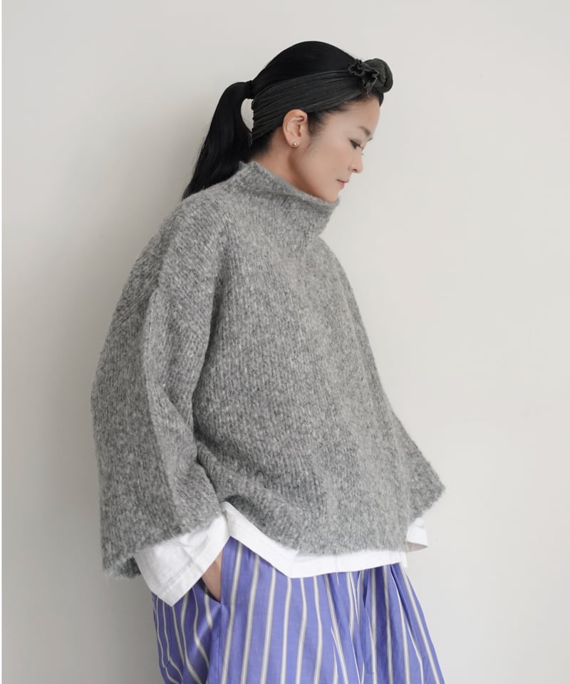 3色 マフラー付き 暖かい ラウンドネック ニット ルーズセーター i c h i 240653 Loose Neck Knit Pullover / 3 CO