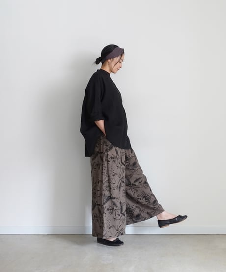 ichiAntiquités 1101125 Rayon Linen Botanical Print Relax Pants / 2 COLORS