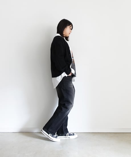 i c h i  241230 Denim Sarrouel Pants / D : BLACK・2 SIZE