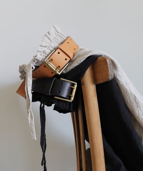【 ONLINE LIMITED 】ichiAntiquités 500000 Leather Belt / E : NATURAL