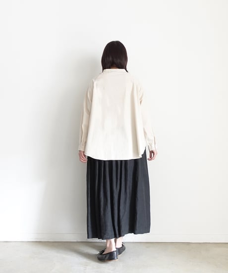 i c h i  250704 Band Collar Cotton Shirt / 2 COLORS