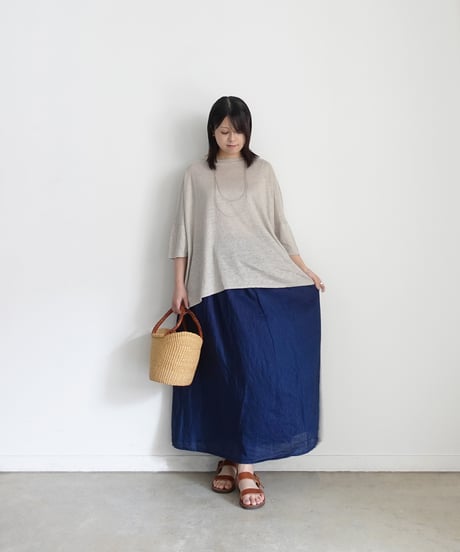 ichiAntiquités 1100922 INDIGO Linen Skirt / 2 COLORS