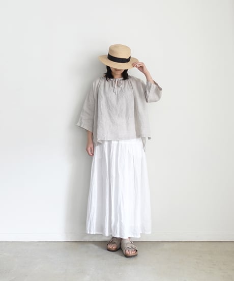 i c h i  251004 French Linen Gathered Blouse / 2 COLORS