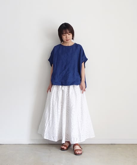 ichiAntiquités 1001116  INDIGO Linen French sleeve Over Pullover / A : INDIGO