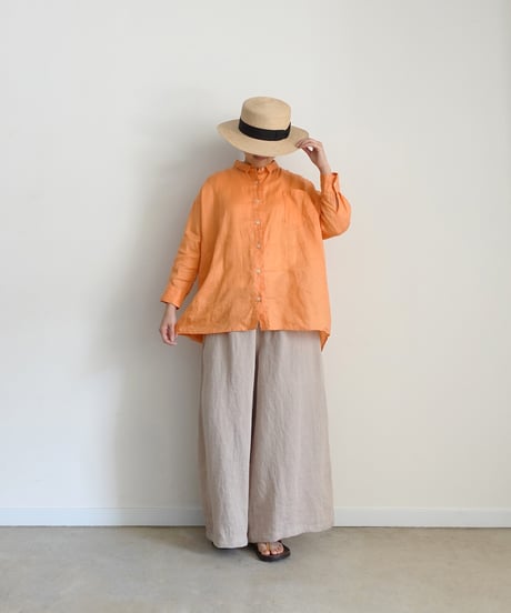 i c h i 251209 Relax Linen Shirt / 5 COLORS : ORANGE・GREEN