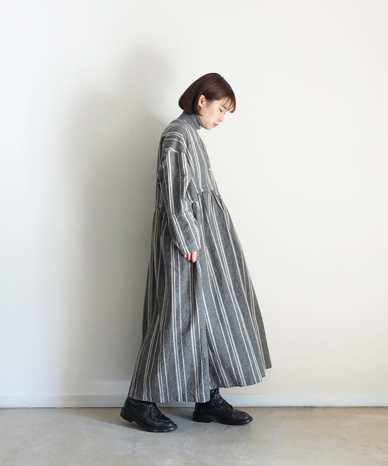 ichiAntiquités 1100616 V neck Stripe Dress / 2