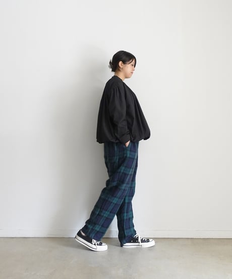 i c h i  250422 Cotton Balloon Shirt / D : BLACK