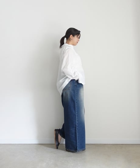 i c h i  251213  Denim Frill Shirt / 2 COLORS