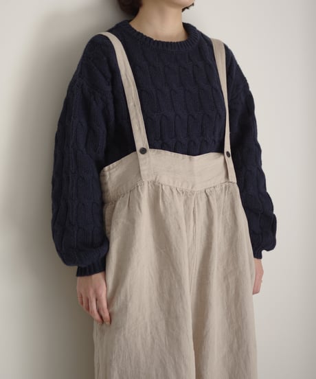 【 ONLINE LIMITED 】i c h i  250122  Linen Salopette / 2 COLORS