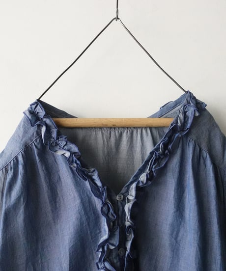 ichi 251212 2WAY Denim Sleeveless Frill Shirt / A : LIGHT INDIGO