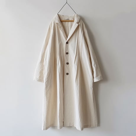 ichiAntiquités 800932 Cotton Linen Tuck Coat / D : Vintage IVORY