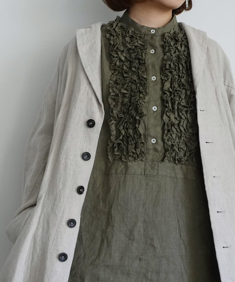 ichiAntiquités 1000936 Linen Frill Blouse / B