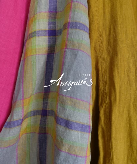ichiAntiquités  1001115  Linen Cotton Check Skirt / 2 COLORS