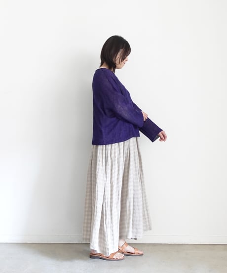 ichiAntiquités 1100960 Cotton Linen Wholegarment Knit Pullover / 3 COLORS