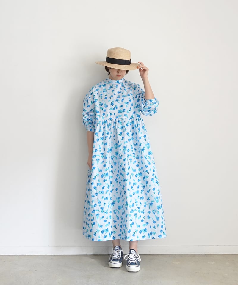 お値下げ♡タグ付き♡水彩画フラワーワンピース（ブルー）♡ janruil-7.jpg