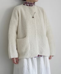 【ONLINE LIMITED】i c h i  240162 PERU Hand KANOKO Knit Cardigan / A : NATURAL