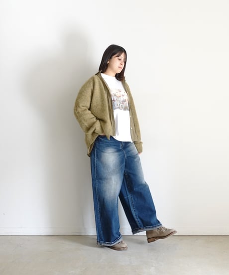 i c h i  230430  DENIM Wide Pants / B : DARK・2 size