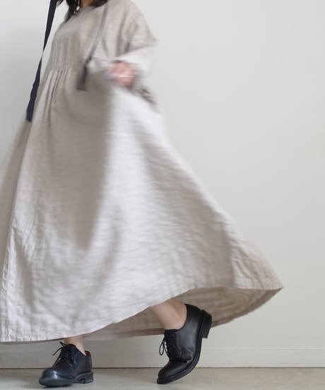 ichiAntiquités 1101109 Linen Cotton Gingham Check Dress / 2 COLORS