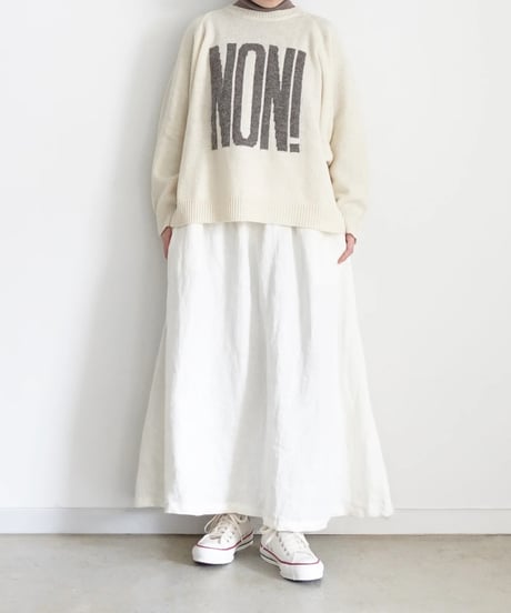 i c h i  250467・250468  Shetland Wool Knit Pullover / GRAY “OUI!”・ IVORY “NON!”