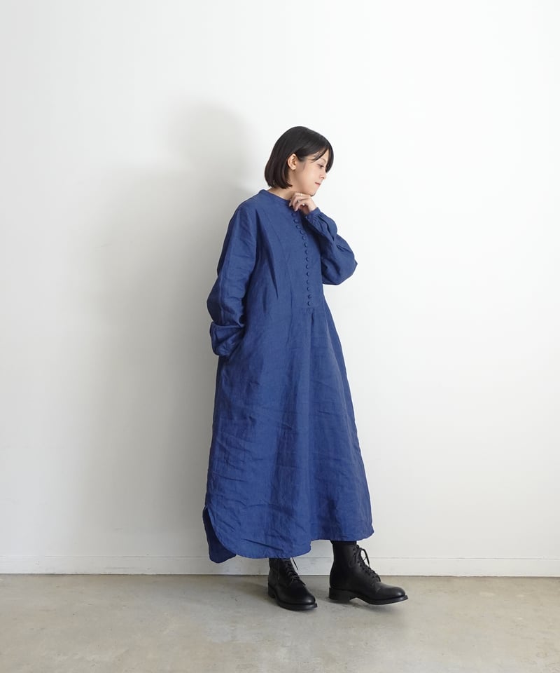 ichiAntiquités 1100314 INDIGO Linen Band Collar