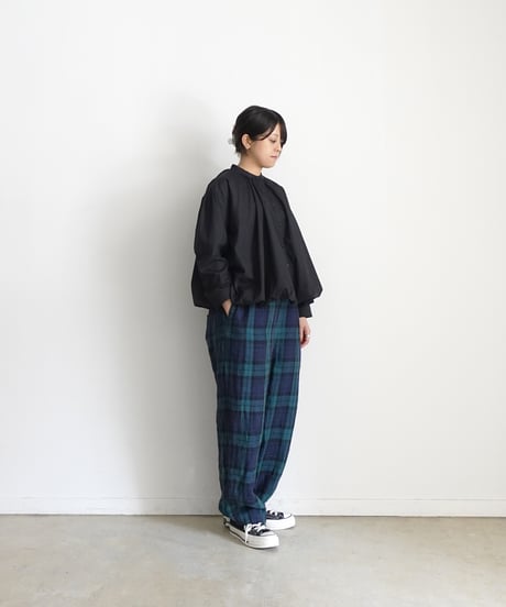 i c h i  250422 Cotton Balloon Shirt / D : BLACK