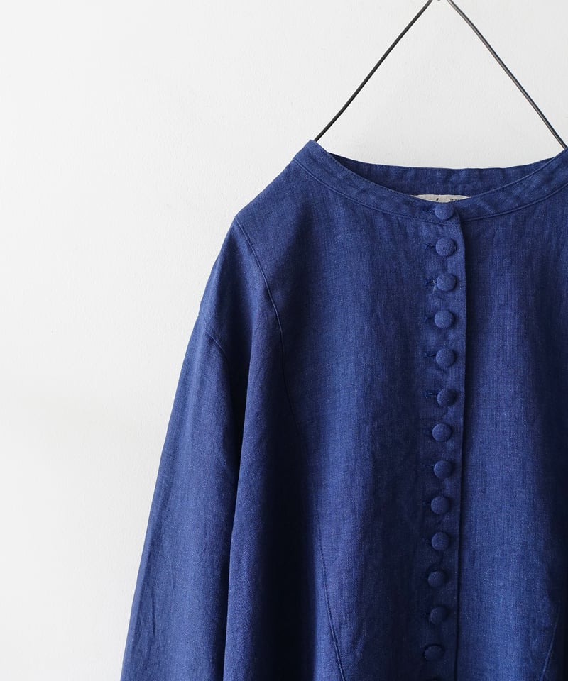 ichiAntiquités 1100314 INDIGO Linen Band Collar