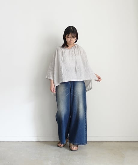 i c h i  230430  DENIM Wide Pants / B : DARK・2 size