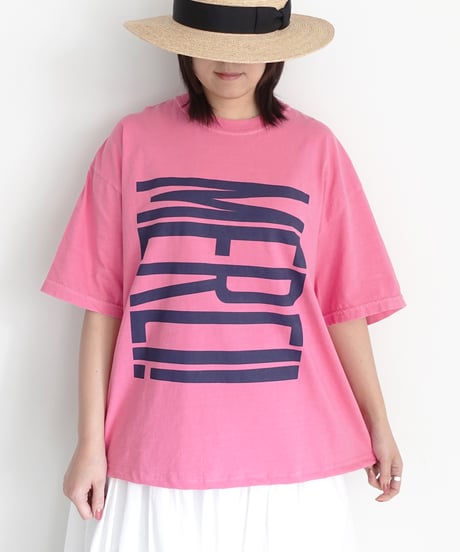 i c h i  251057  "MERCI!" Pigment Over T Shirt / 2 COLORS
