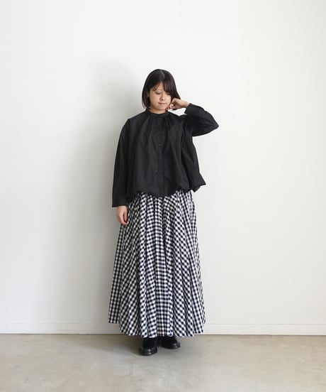 i c h i  250422 Cotton Balloon Shirt / D : BLACK