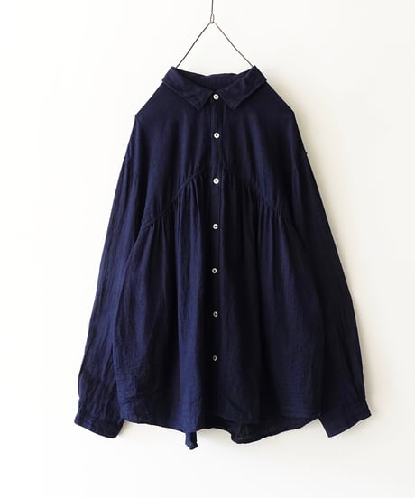 ichiAntiquités 1000901 Linen Cotton Yoke Gather Blouse / 3 COLORS