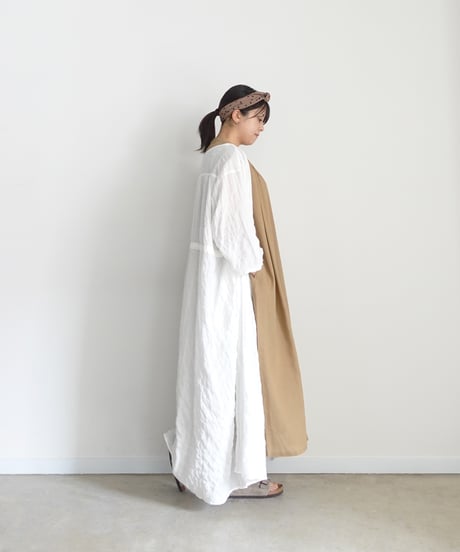 i c h i 251107 Shirring Cloth Long Cardigan / A : WHITE